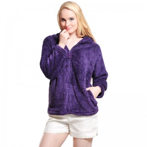 여성 Snuggle Fleece Purple Zip Hooded Sweatshirt