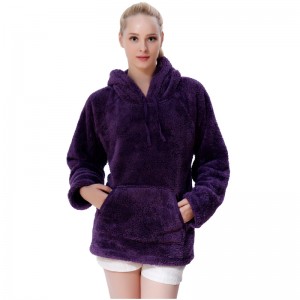 여성 Snuggle Fleece Purple Hooded Pocket Sweatshirt